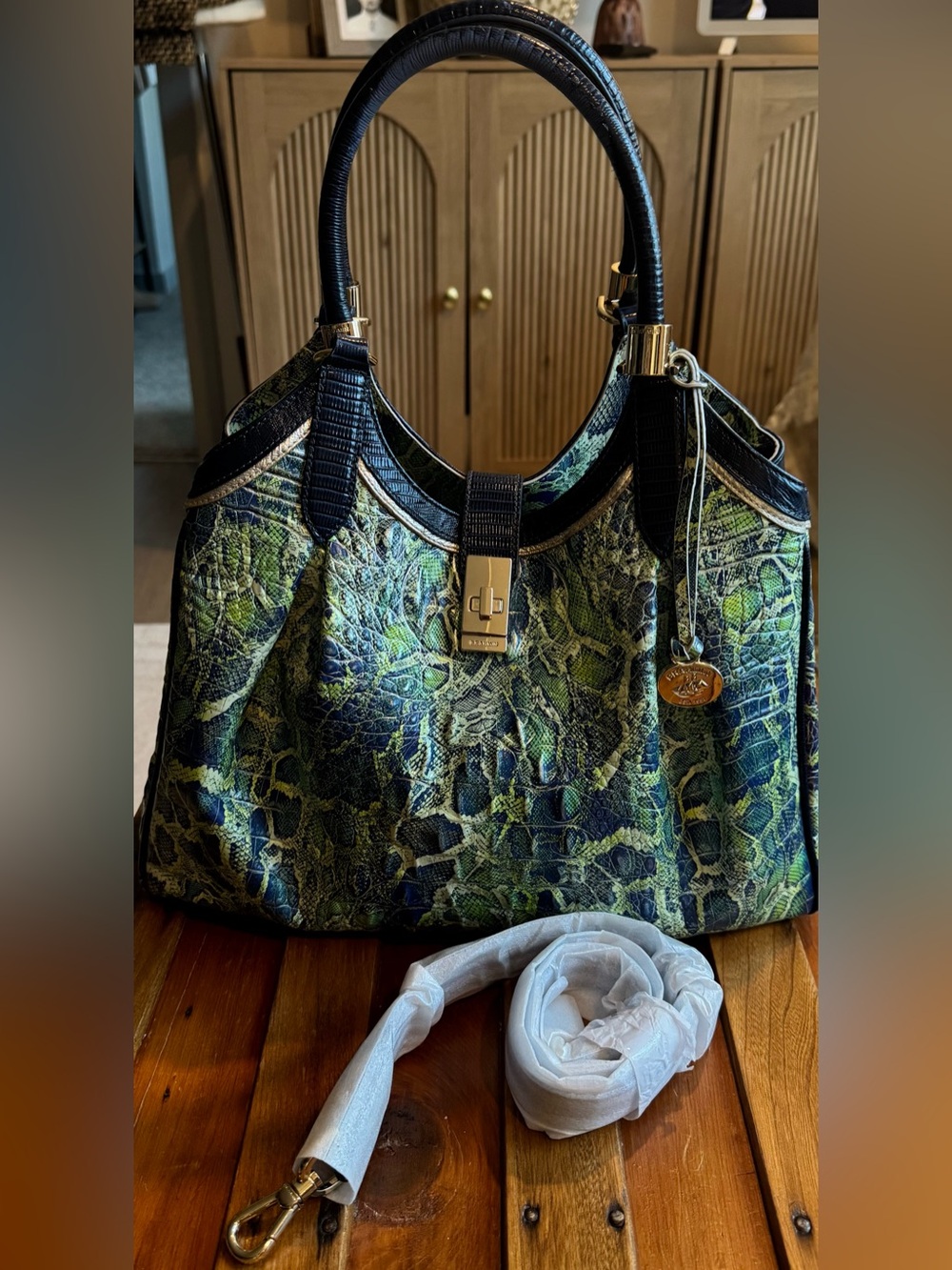 Brahmin Celia Green Viper Mackay Bag Green in Genuine Leather - Picture 3 of 15